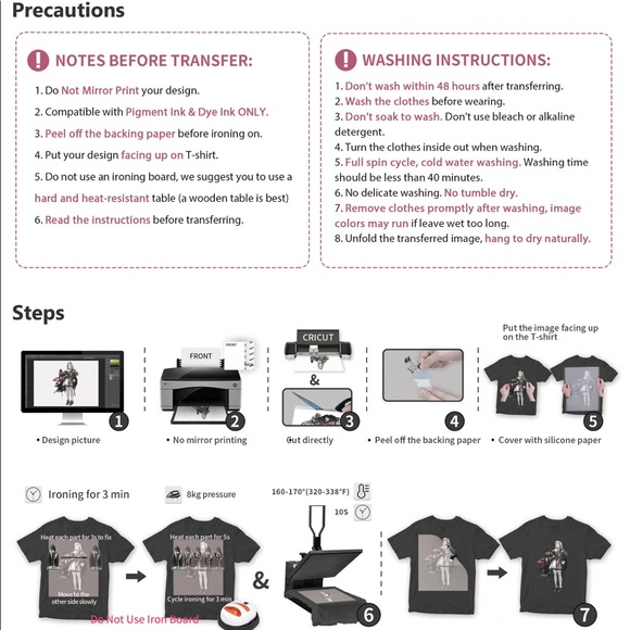 Inkjet Iron-On Transfers Paper for Dark Fabrics 10 Sheets - Picture 2 of 3